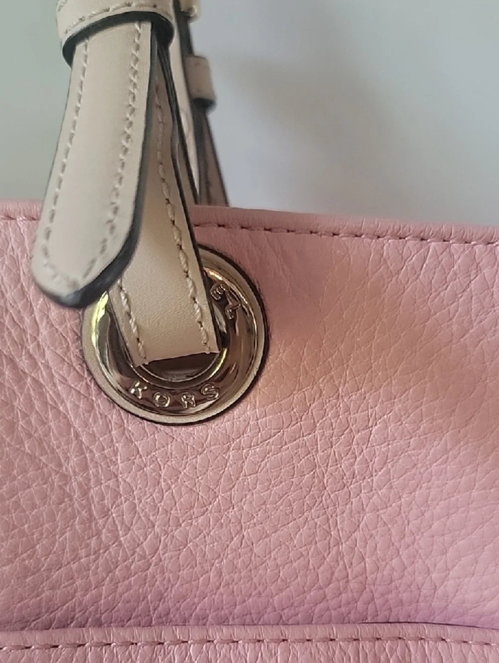 Michael Kors Blush Pink Leather Tote with Gold Accents